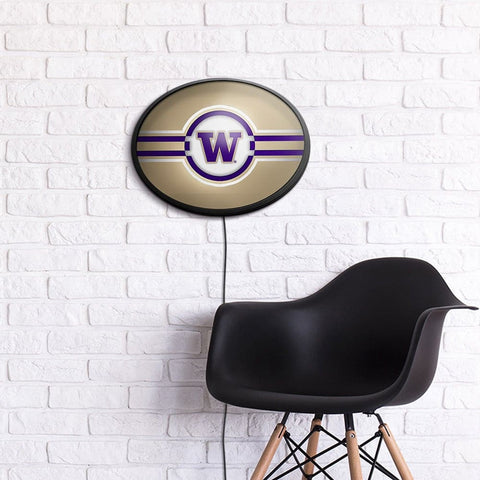 Washington Huskies: Oval Slimline Lighted Wall Sign - The Fan-Brand