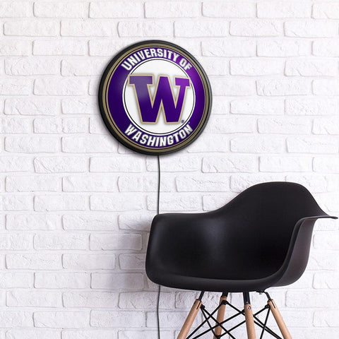 Washington Huskies: Round Slimline Lighted Wall Sign - The Fan-Brand