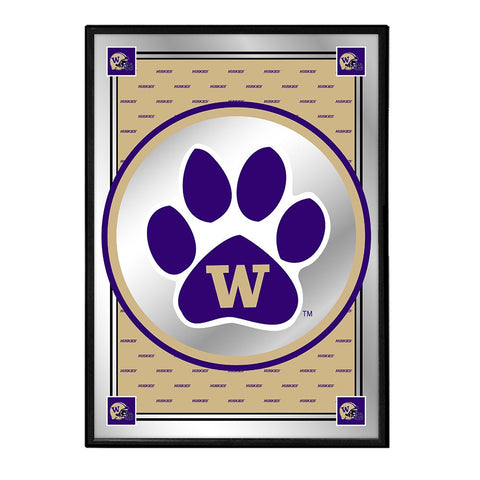 Washington Huskies: Team Spirit, Paw - Framed Mirrored Wall Sign - The Fan-Brand