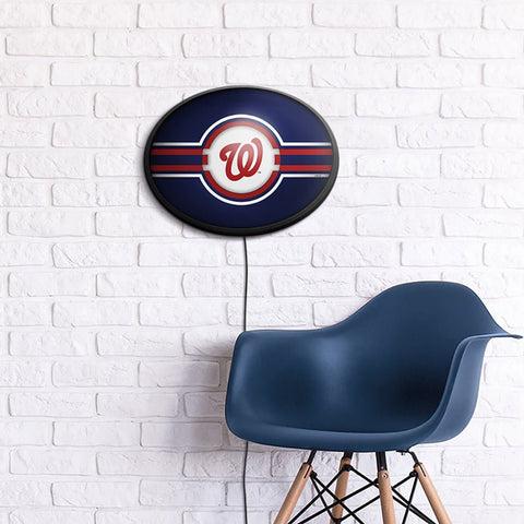 Washington Nationals: Oval Slimline Lighted Wall Sign - The Fan-Brand