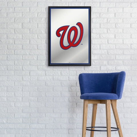 Washington Nationals: Vertical Framed Mirrored Wall Sign - The Fan-Brand