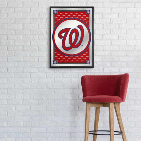 Washington Nationals: Vertical Team Spirit - Framed Mirrored Wall Sign - The Fan-Brand