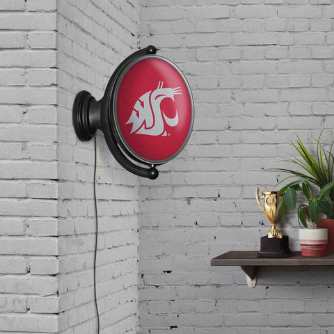 Washington State Cougars: Original Oval Rotating Lighted Wall Sign - The Fan-Brand