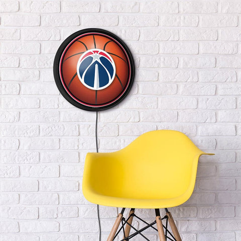 Washington Wizards: Basketball - Round Slimline Lighted Wall Sign - The Fan-Brand