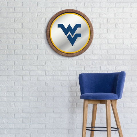 West Virginia Mountaineers: Mirrored Barrel Top Mirrored Wall Sign - The Fan-Brand