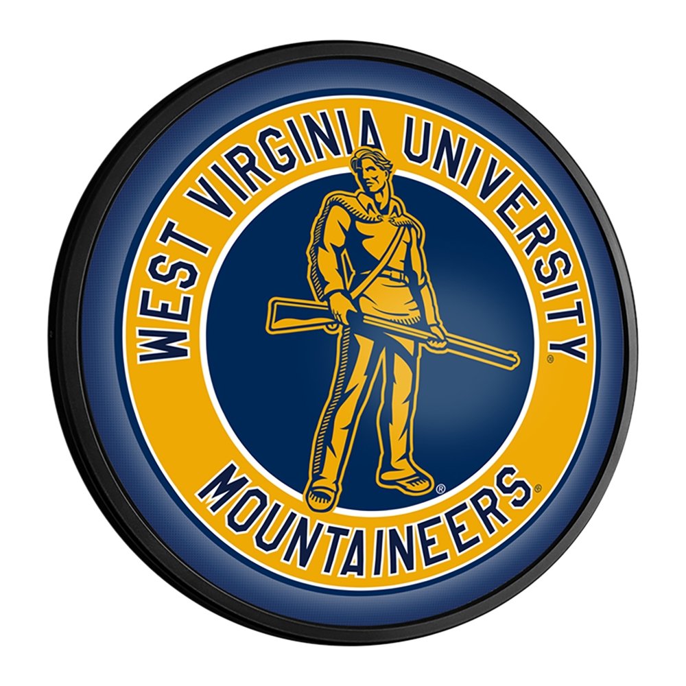 West Virginia Mountaineers: Mountaineer - Round Slimline Lighted Wall Sign - The Fan-Brand
