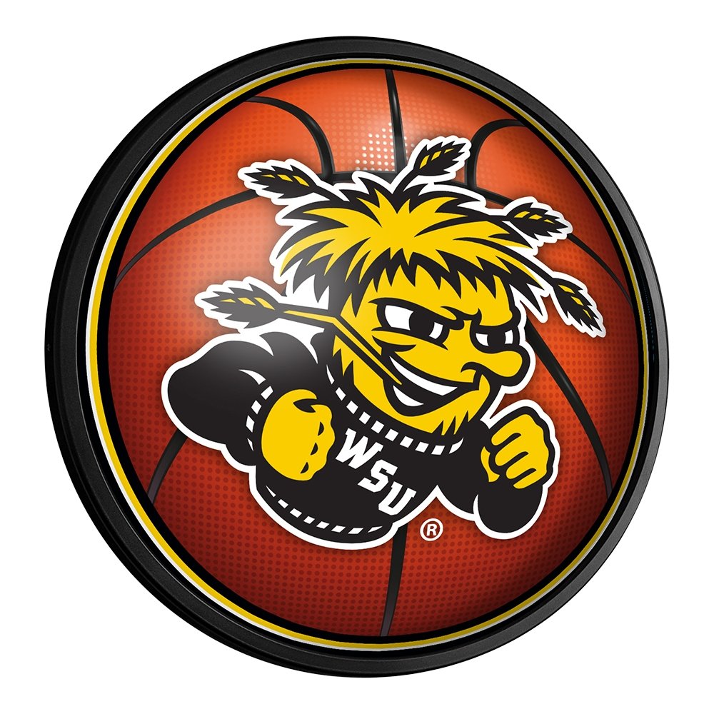 Wichita State Shockers: Basketball - Round Slimline Lighted Wall Sign - The Fan-Brand