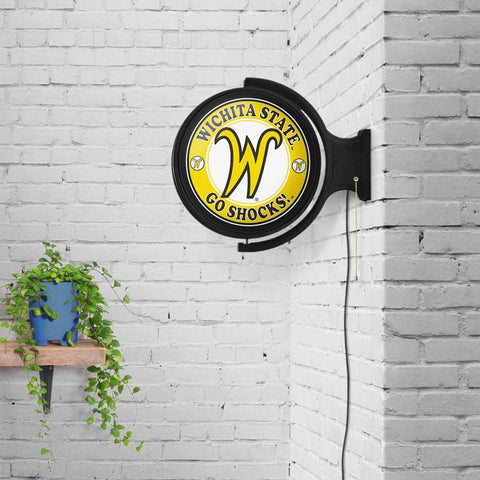 Wichita State Shockers: Script W - Original Round Rotating Lighted Wall Sign - The Fan-Brand