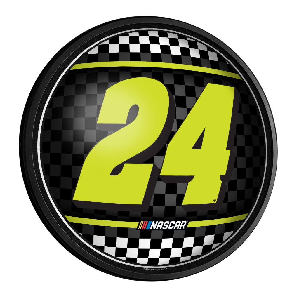 William Bryon: Checkered Flag - Round Slimline Lighted Wall Sign - The Fan-Brand