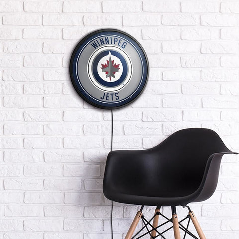 Winnipeg Jets: Round Slimline Lighted Wall Sign - The Fan-Brand