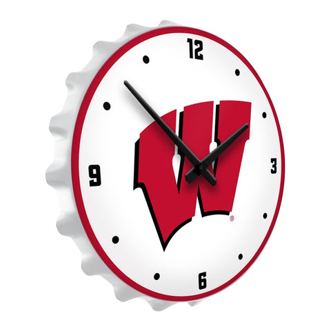 Wisconsin Badgers: Bottle Cap Lighted Wall Clock - The Fan-Brand