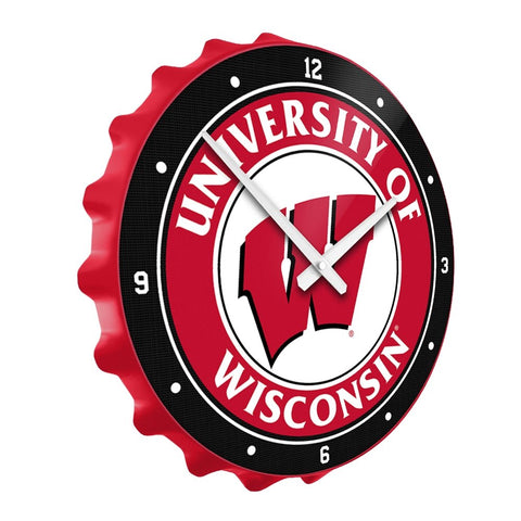 Wisconsin Badgers: Bottle Cap Wall Clock - The Fan-Brand
