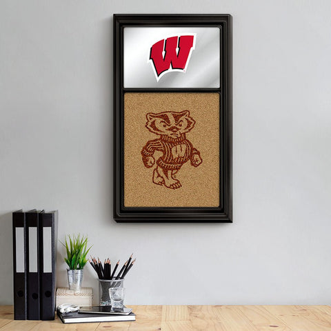 Wisconsin Badgers: Dual Logo - Mirrored Cork Note Board - The Fan-Brand