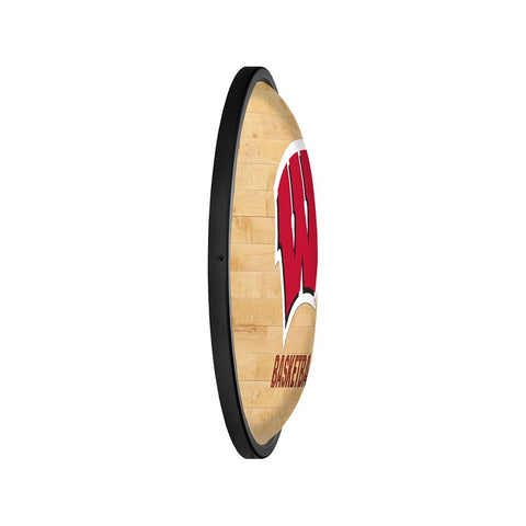 Wisconsin Badgers: Hardwood - Oval Slimline Lighted Wall Sign - The Fan-Brand