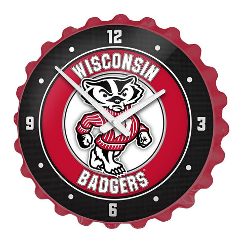 Wisconsin Badgers: Mascot - Bottle Cap Wall Clock - The Fan-Brand