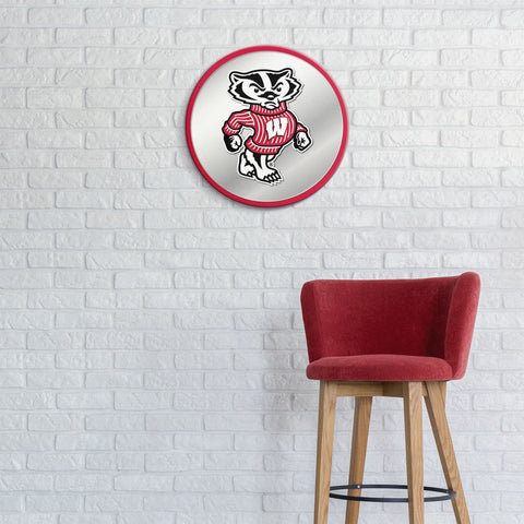 Wisconsin Badgers: Mascot - Modern Disc Mirrored Wall Sign - The Fan-Brand