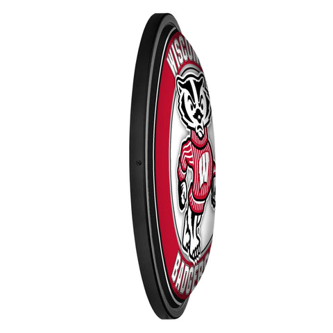 Wisconsin Badgers: Mascot - Round Slimline Lighted Wall Sign - The Fan-Brand