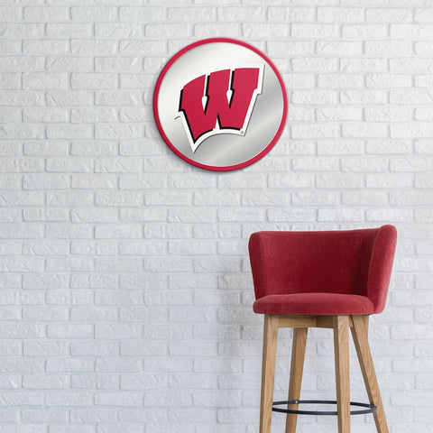 Wisconsin Badgers: Modern Disc Mirrored Wall Sign - The Fan-Brand