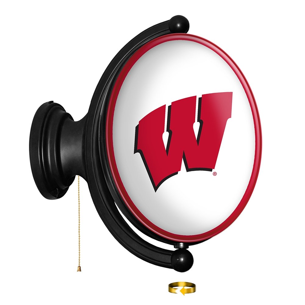 Wisconsin Badgers: Original Oval Rotating Lighted Wall Sign - The Fan-Brand