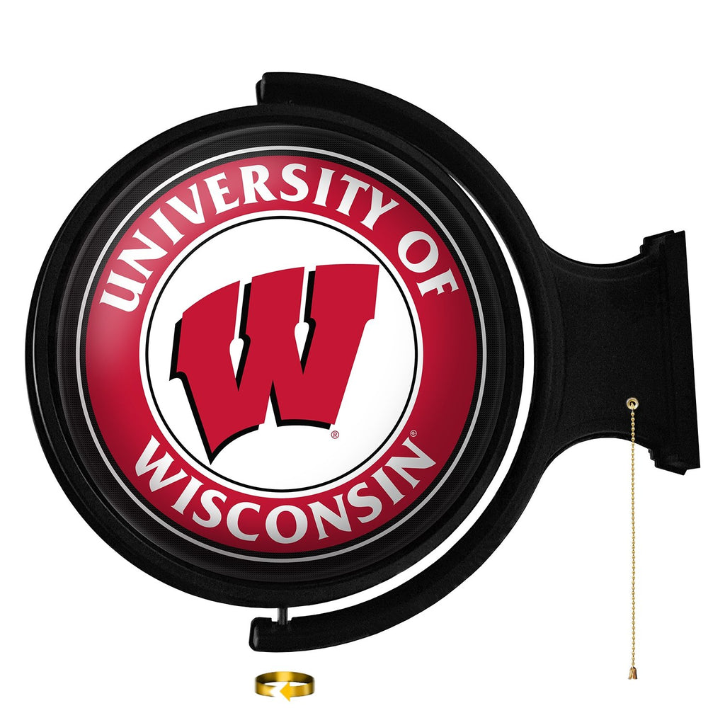 Wisconsin Badgers: Original Round Rotating Lighted Wall Sign - The Fan-Brand