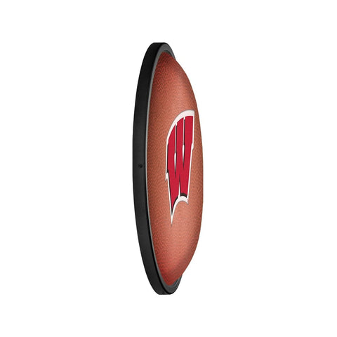 Wisconsin Badgers: Pigskin - Oval Slimline Lighted Wall Sign - The Fan-Brand