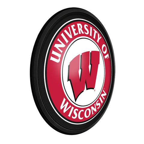 Wisconsin Badgers: Round Slimline Lighted Wall Sign - The Fan-Brand