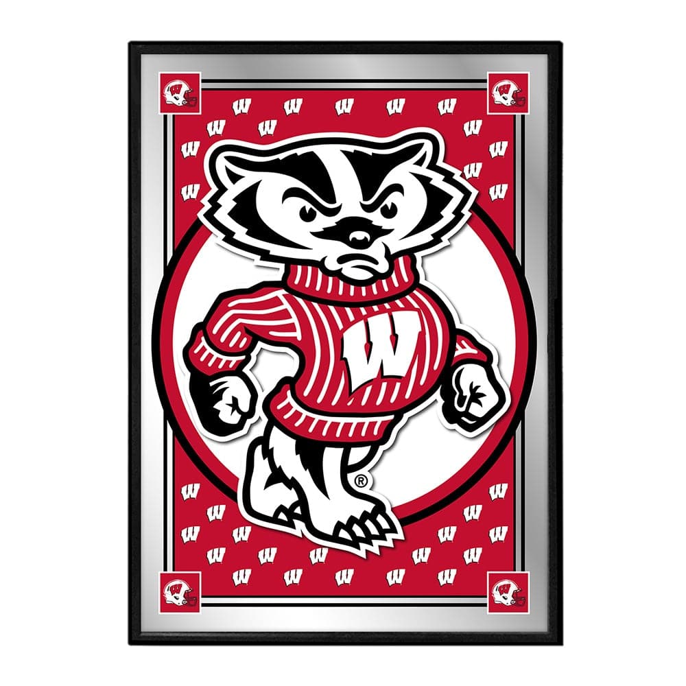 Wisconsin Badgers: Team Spirit, Mascot - Framed Mirrored Wall Sign - The Fan-Brand