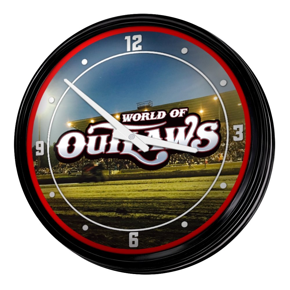 World of Outlaws: Under the Lights - Retro Lighted Wall Clock - The Fan-Brand
