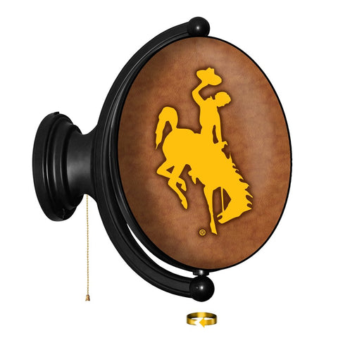 Wyoming Cowboys: Leather - Original Oval Rotating Lighted Wall Sign - The Fan-Brand