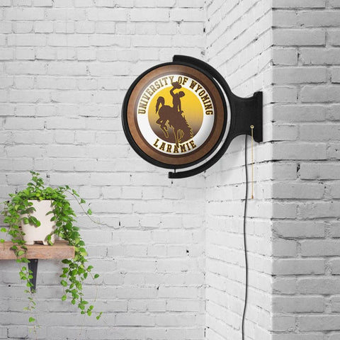 Wyoming Cowboys: Original Round Rotating Lighted Wall Sign - The Fan-Brand