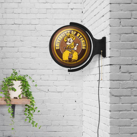 Wyoming Cowboys: Pistol Pete - Original Round Rotating Lighted Wall Sign - The Fan-Brand