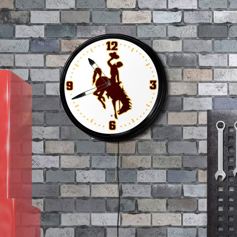 Wyoming Cowboys: Retro Lighted Wall Clock - The Fan-Brand