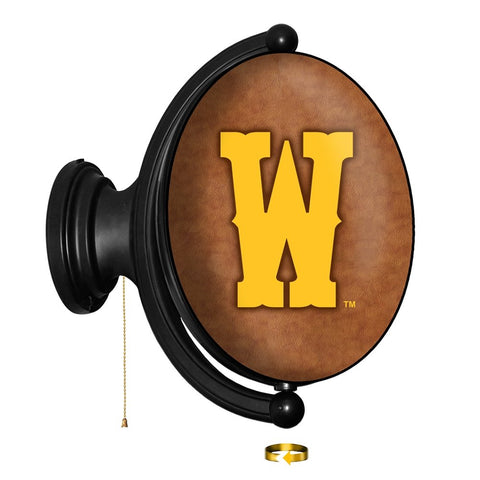Wyoming Cowboys: W - Original Oval Rotating Lighted Wall Sign - The Fan-Brand