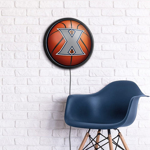 Xavier Musketeers: Basketball - Round Slimline Lighted Wall Sign - The Fan-Brand