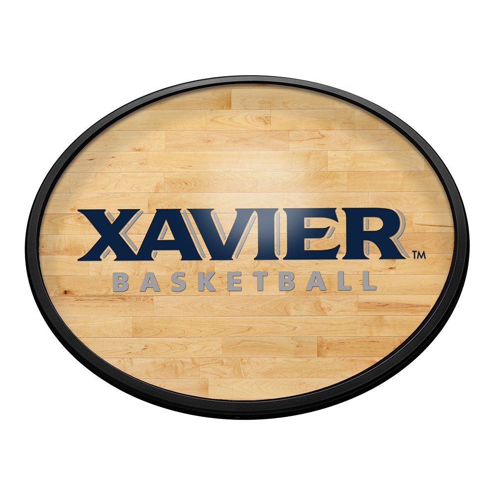 Xavier Musketeers: Hardwood - Oval Slimline Lighted Wall Sign - The Fan-Brand