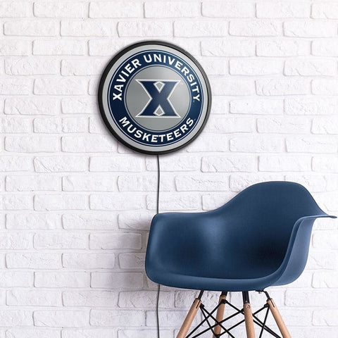 Xavier Musketeers: Round Slimline Lighted Wall Sign - The Fan-Brand